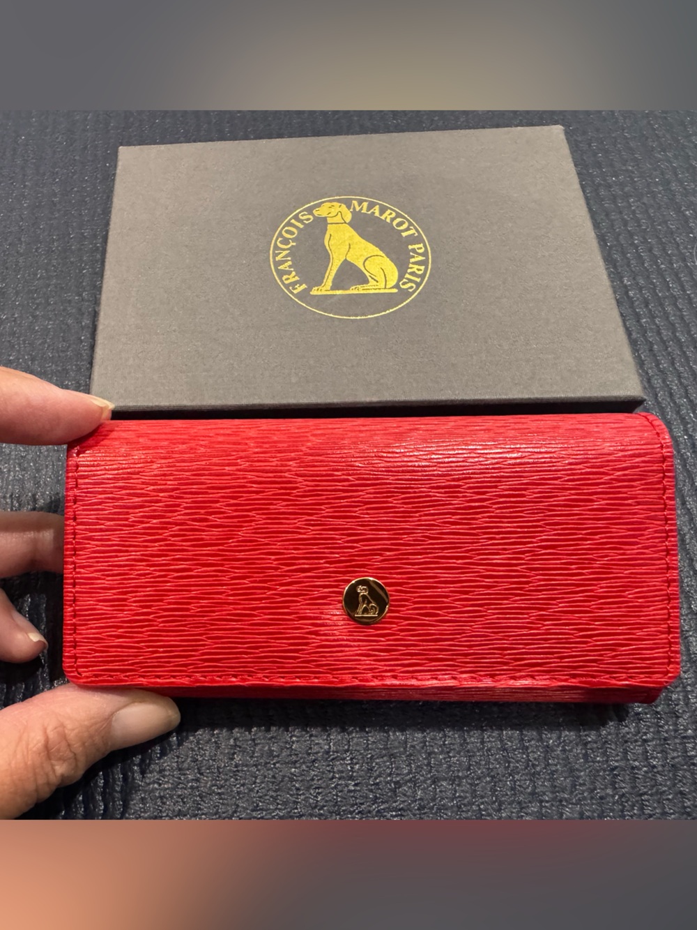 NWT François Marot Red Textured Leather Wallet/Key holder